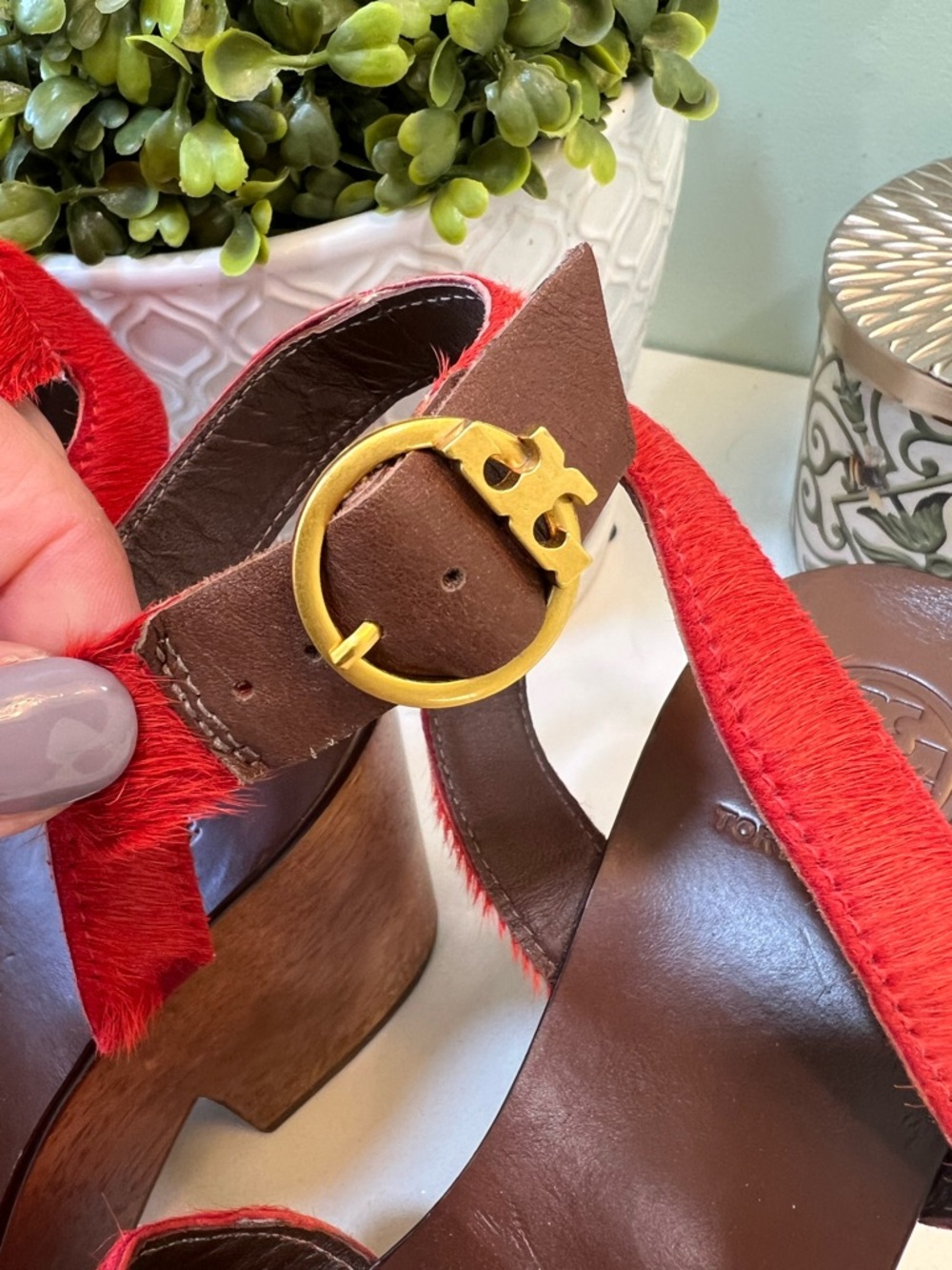 Tory Burch Camilla Platform Clog Sandal in Red - Picture 3 of 6